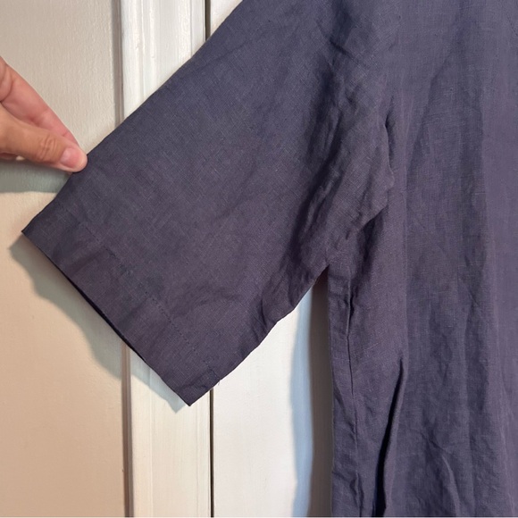 Len.Ok Linen Dress | Plum Purple 100% Linen Shift with Pockets! | Size Medium - Picture 2 of 7